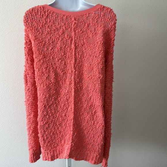 Free People Sweater M Songbird Orange Deep V-Neck Coastal Cowgirl Boho Casual - Picture 6 of 11